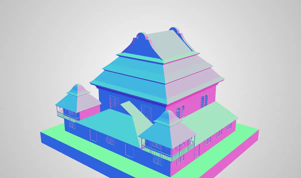 The same model showing its surface normals as colours