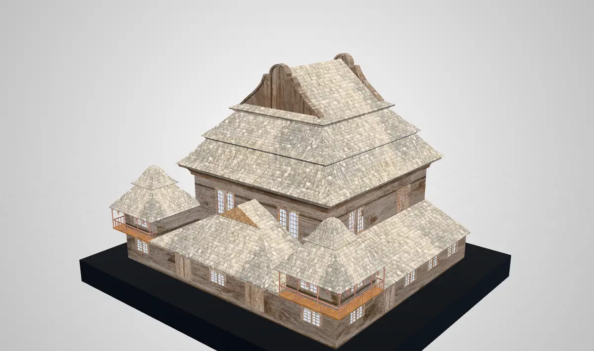 The wooden synagogue of Wołpa as a textured 3D model